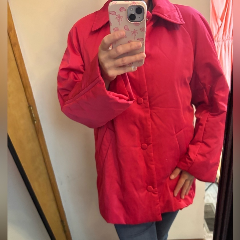NWT A.L.C. Hot Pink Puffy Collared Fall Driving 
Coat